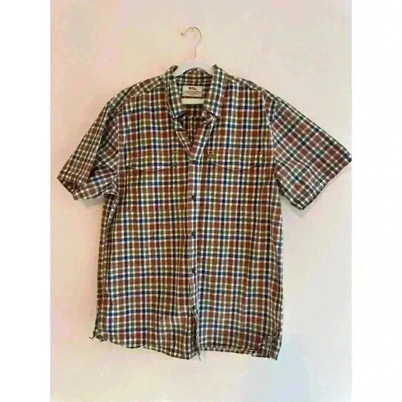 Fjallraven 100% Cotton Men’s Ovik Shirt Checkered Navy, Olive, Rust Size Large - Picture 1 of 7